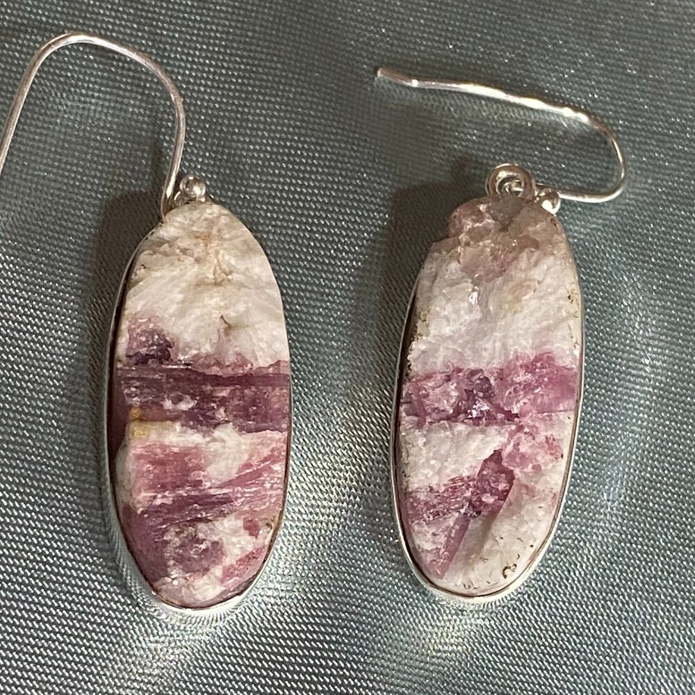 Natural Rhodochrosite Sterling Silver Earrings.
